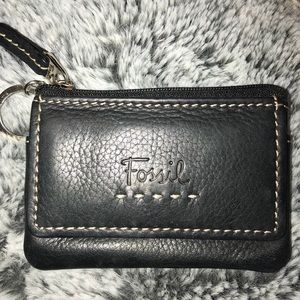 Fossil Black Leather Key Chain Wallet